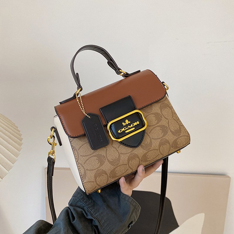 2023 Ins High Quality PU Crossbody Tote Bag Vintage Print Large Capacity Zipper Delicate Logo Letter Bow Decorations-Hot Sale