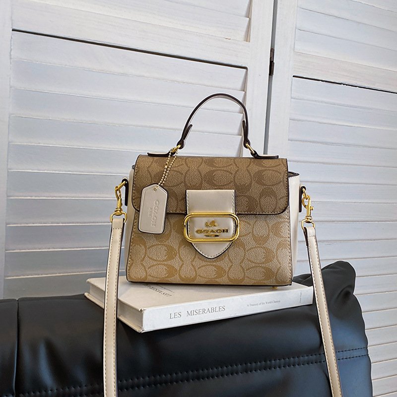 2023 Ins High Quality PU Crossbody Tote Bag Vintage Print Large Capacity Zipper Delicate Logo Letter Bow Decorations-Hot Sale
