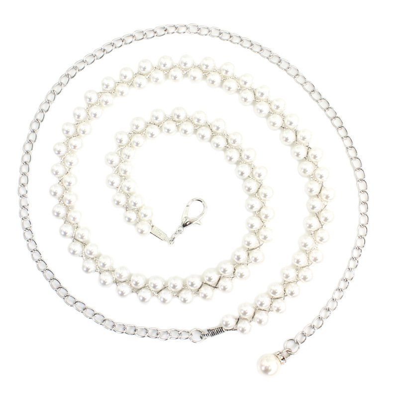 2024 Hot Sale Metal Pearl Chain Belts For Women Waist Belly Strap For Teen Girls Ladies Designer Dresses