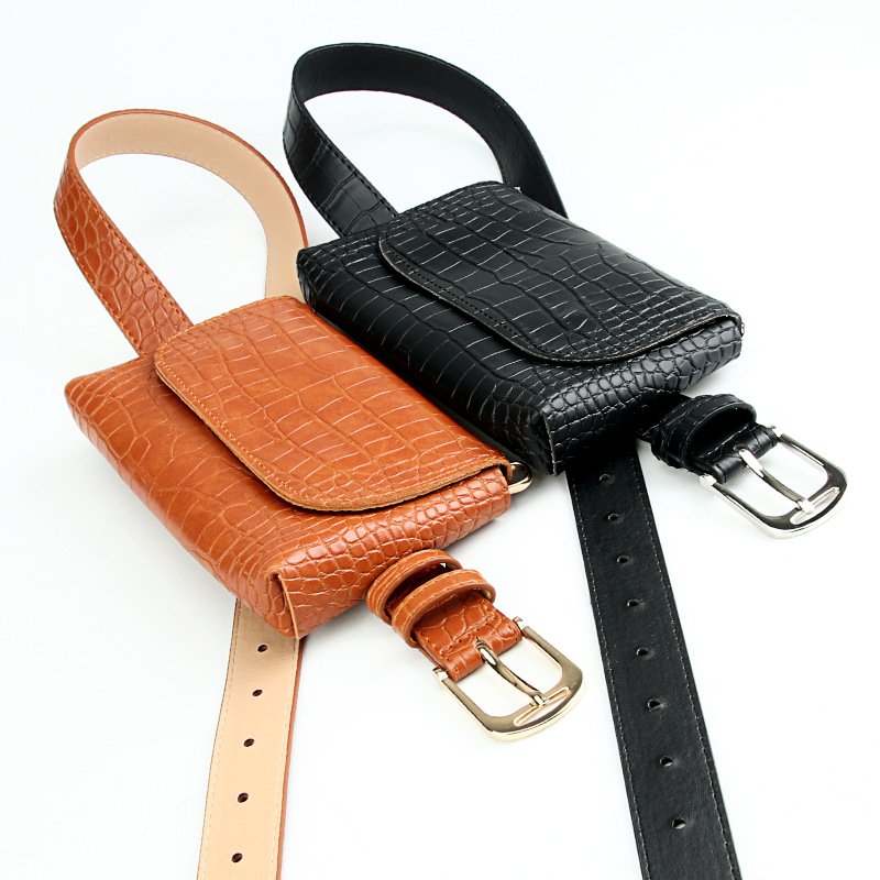 RW Luxury Detachable Small Fanny Pack Crossbody Chest Bag Crocodile Skin PU Leather Women Waist Chain Belt