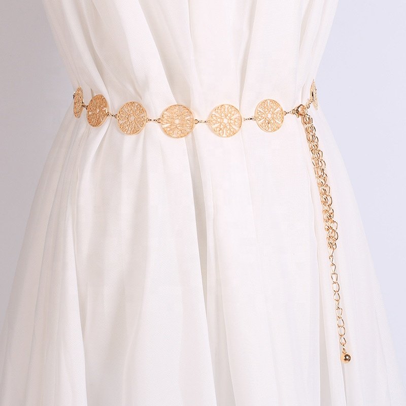 Fashion Metal Circle Hollow Waist Chain Ladies Dress Decoration Belt