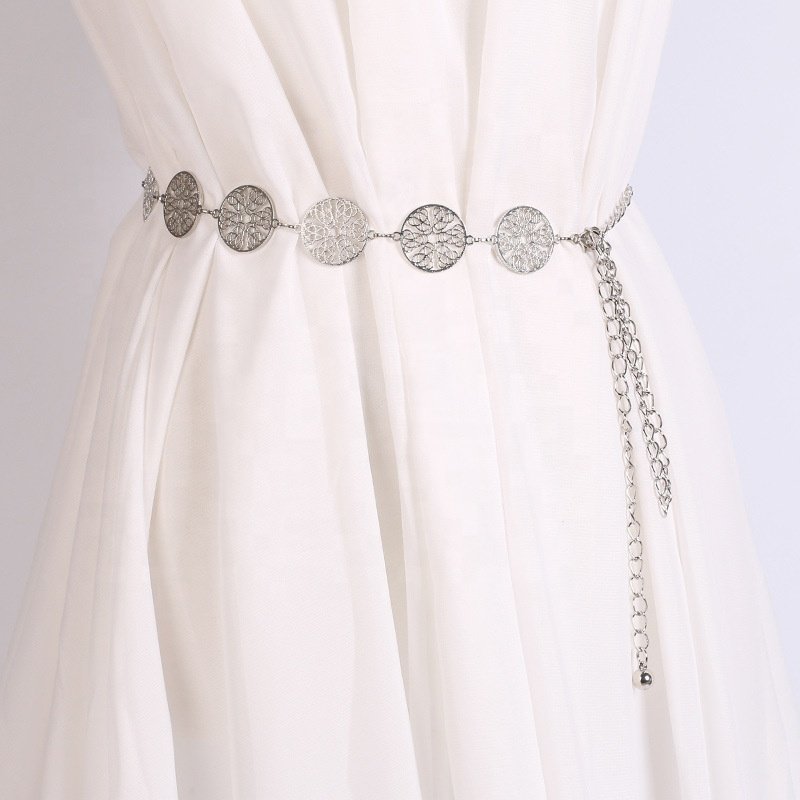 Fashion Metal Circle Hollow Waist Chain Ladies Dress Decoration Belt