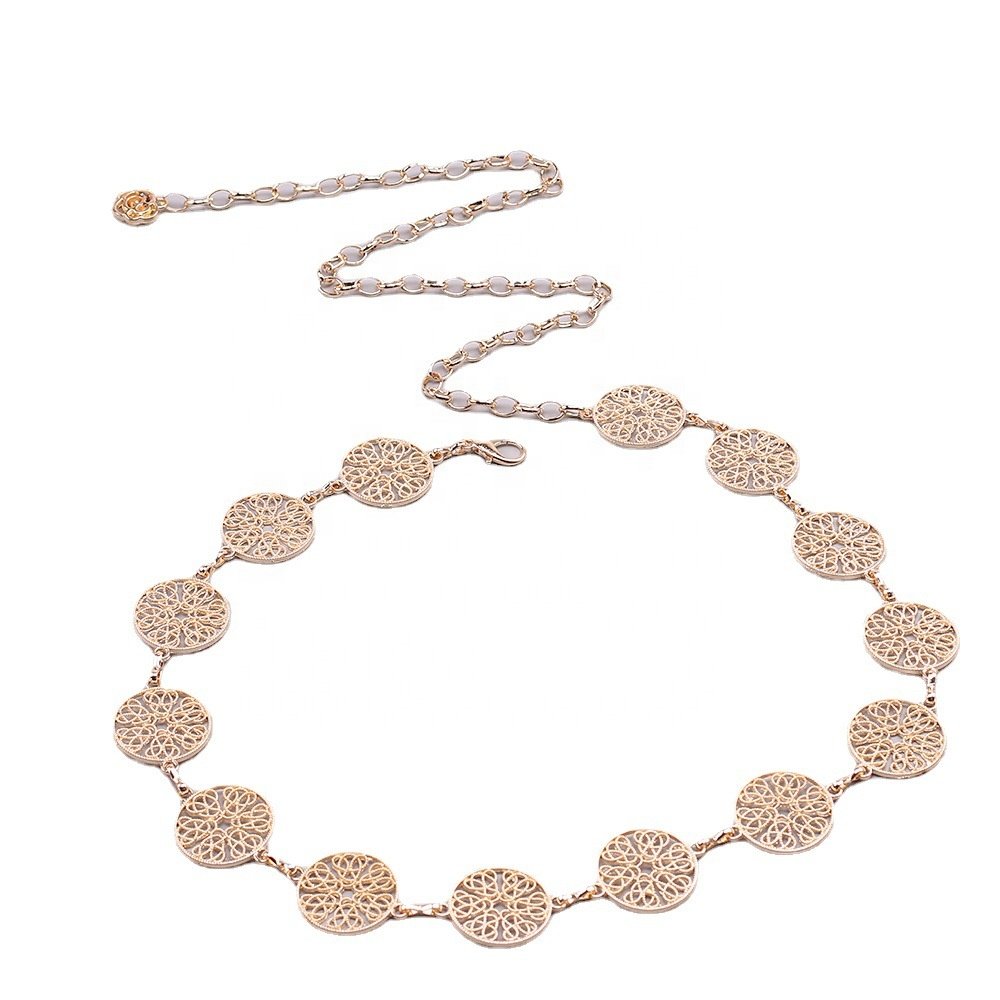 Fashion Metal Circle Hollow Waist Chain Ladies Dress Decoration Belt