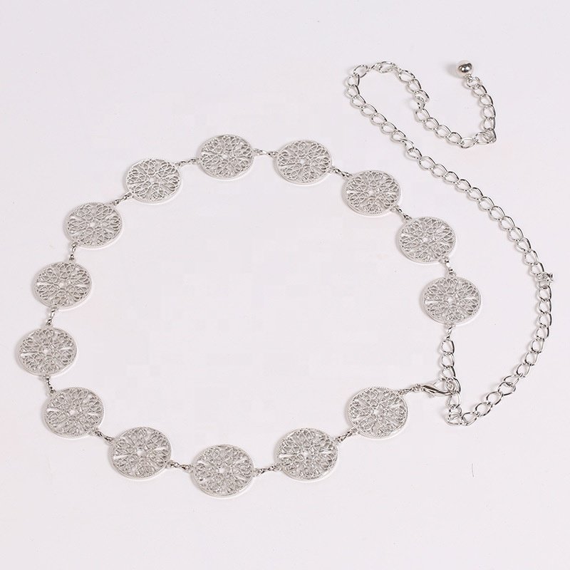 Fashion Metal Circle Hollow Waist Chain Ladies Dress Decoration Belt