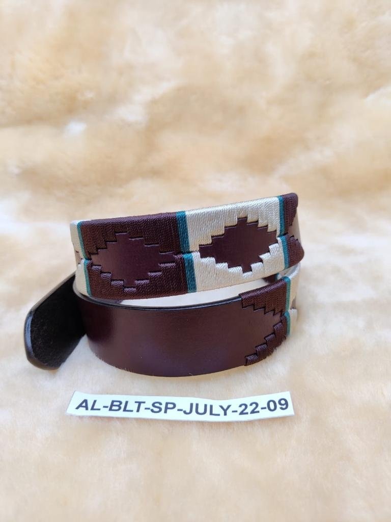 CUSTOM HIDE LEATHER EMBRIODERD POLO BELT FOR BOTH MEN AND WOMEN WITH METAL HARDWARE DIRECT FROM FACTORY