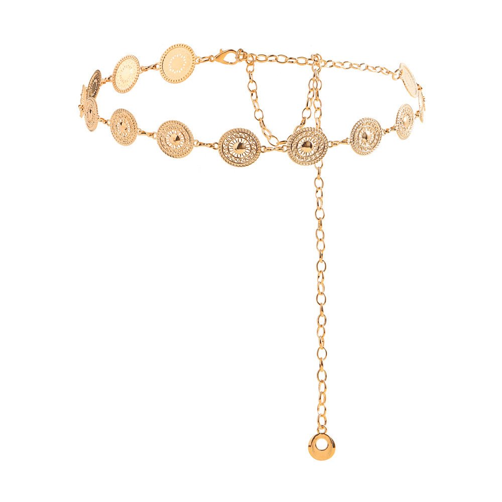 Women's Fashion Simple Metal Belt Waist Chain Women's Fashion Sense dress Geometric Hollow Metal Sheet