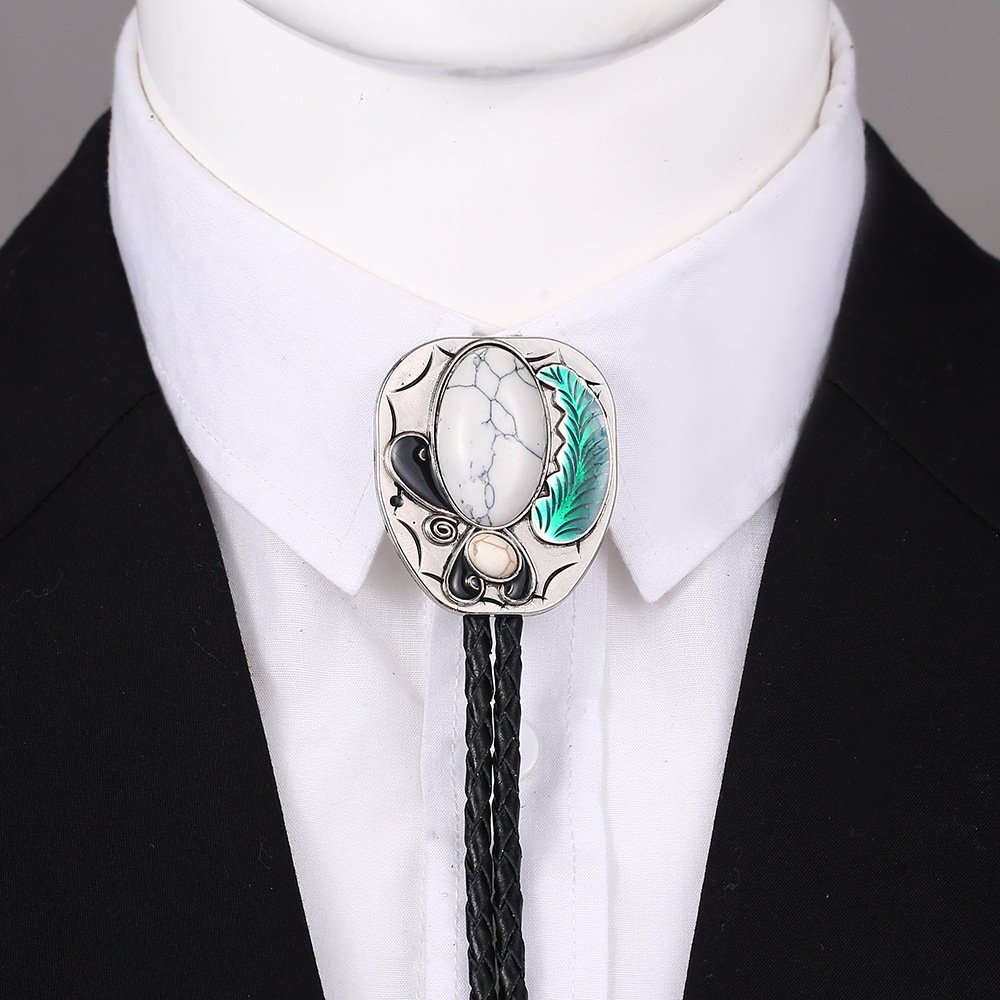 2024 professional design zinc alloy Western Cowboy hand braided Leather Bolo Tie Necktie for men and women