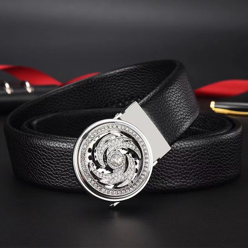 Popular Personalized Business All-Match Jeans PU Leather Belts Alloy Automatic Buckle Teeth Trend Customizable Business Belt