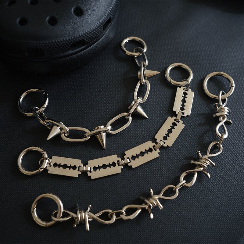 New Fashion Punk Gothic Chunky Decorative Shoes Chains Removable DIY Sandals Chains Funny Hole Shoes Metal Chain