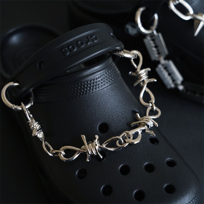 New Fashion Punk Gothic Chunky Decorative Shoes Chains Removable DIY Sandals Chains Funny Hole Shoes Metal Chain