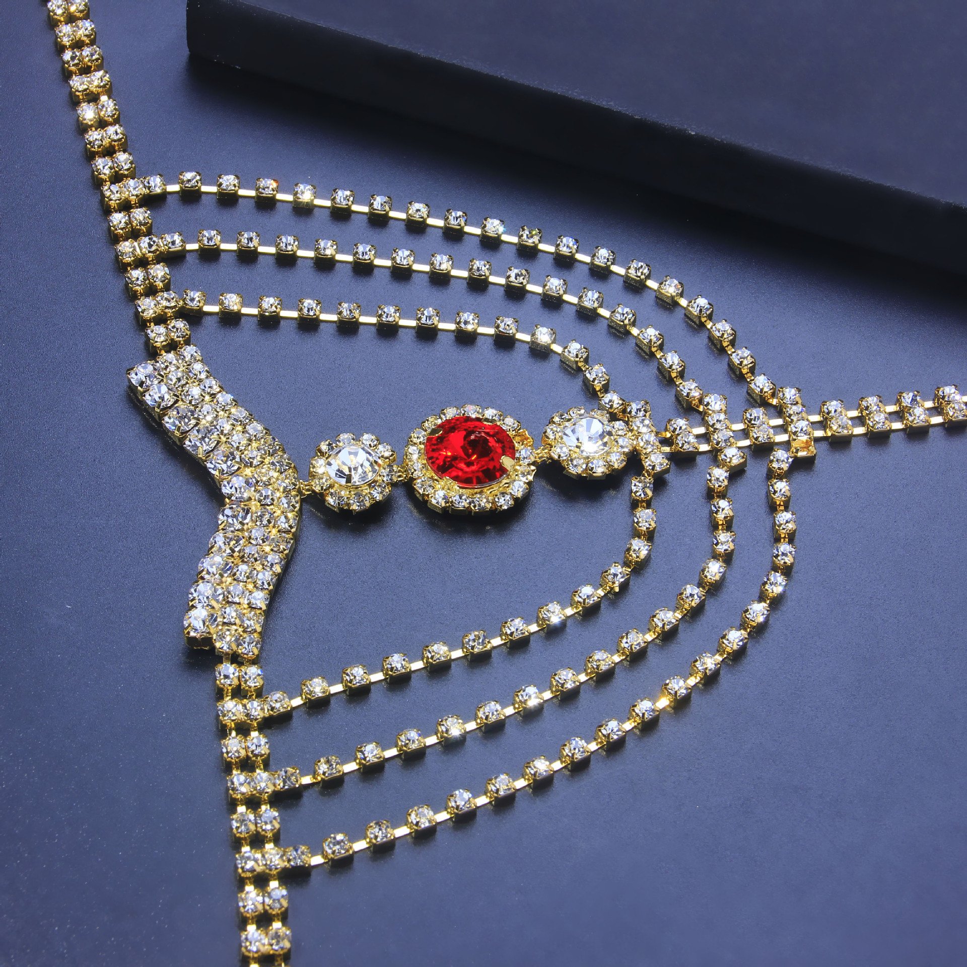 2024 Fashion Sparkling Rhinestone T Shape Body Chain Body Accessories Glittering Crystal Diamond Belly Waist Chain