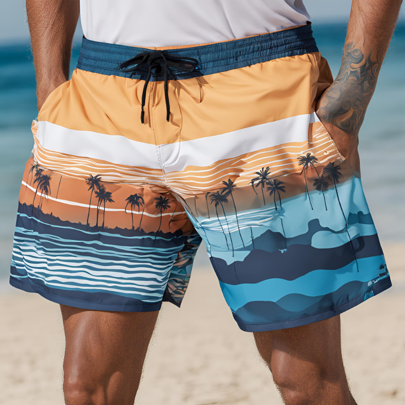 OEM ODM Service 2 In 1 Sports Fitness Swimming Trunks Wholesale Printed Fitness Beach Shorts
