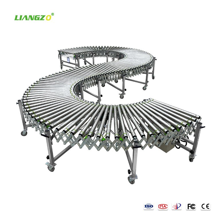 LIANGZO Automatic Flexible Gravity Roller Conveyor System For Cartons Transportation