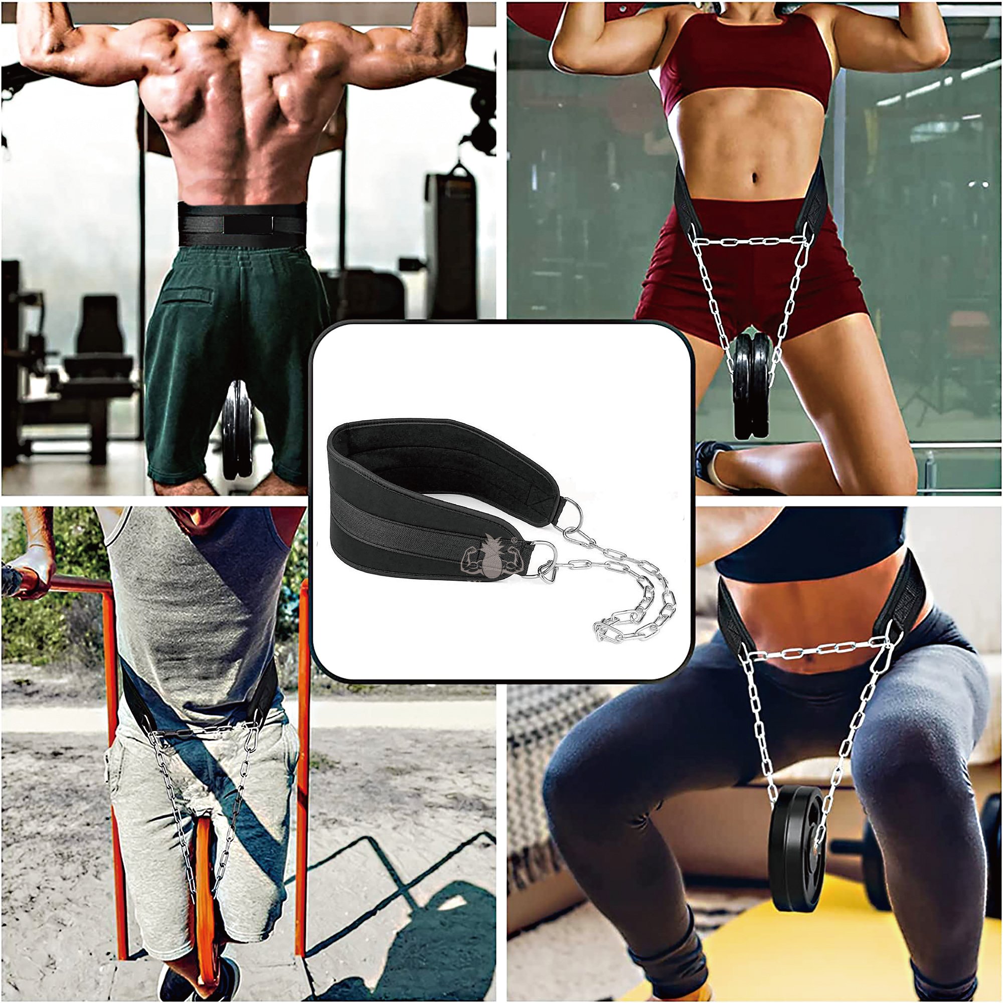 Unisex EVA Dip Belt for Gym Workout Pull Ups and Squat with Chain Waist Customizable Logo for Weightlifting and Fitness