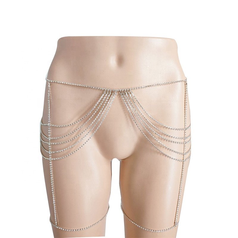 New Arrival Luxury Sexy Crystal Rhinestone Bra Underwear Belly Waist Chain Body Chain For Lady Beach Wear