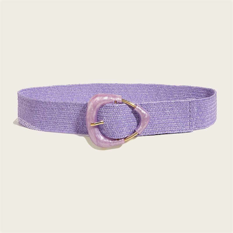 Luoyan Belt Rattan Square Symmetrical Buckle Women's Pp Straw Braided Belts