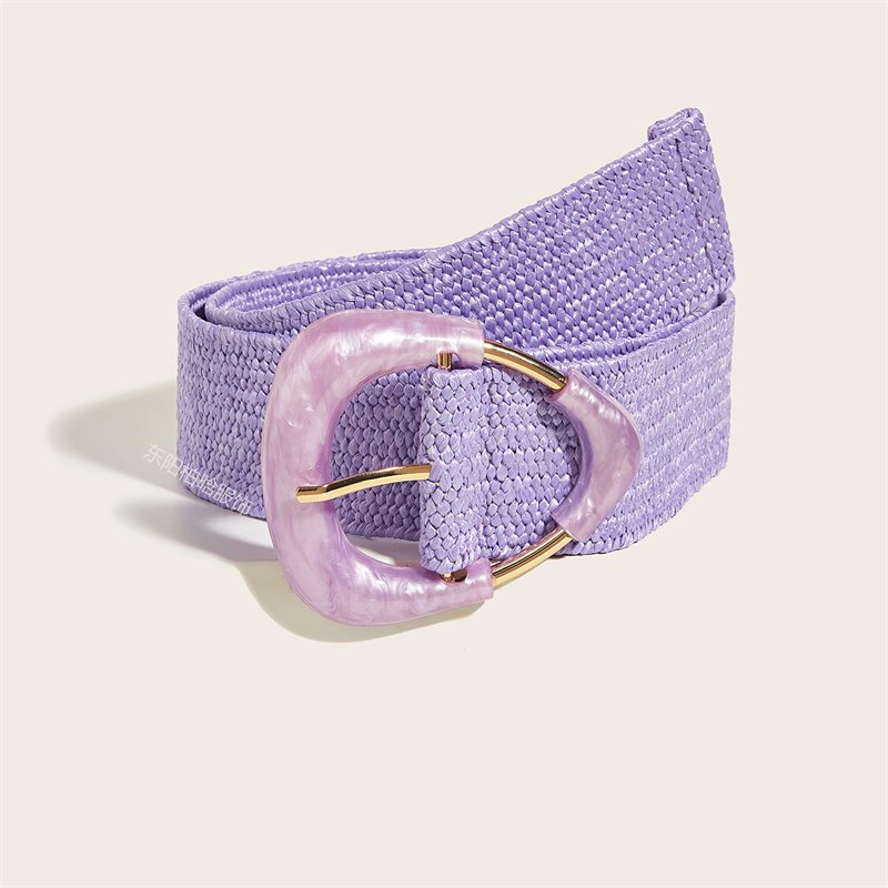 Luoyan Belt Rattan Square Symmetrical Buckle Women's Pp Straw Braided Belts