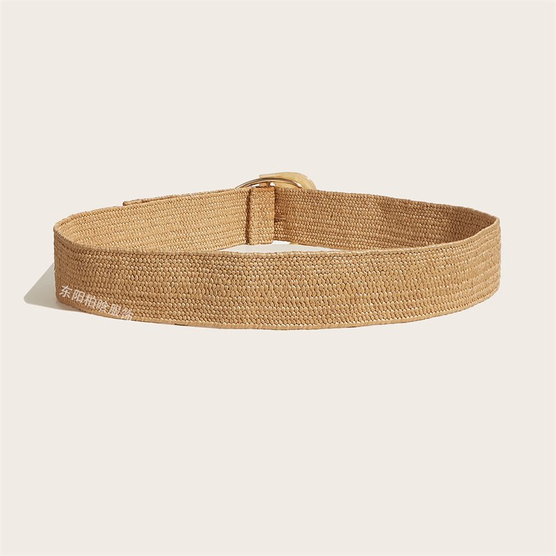Luoyan Belt Rattan Square Symmetrical Buckle Women's Pp Straw Braided Belts