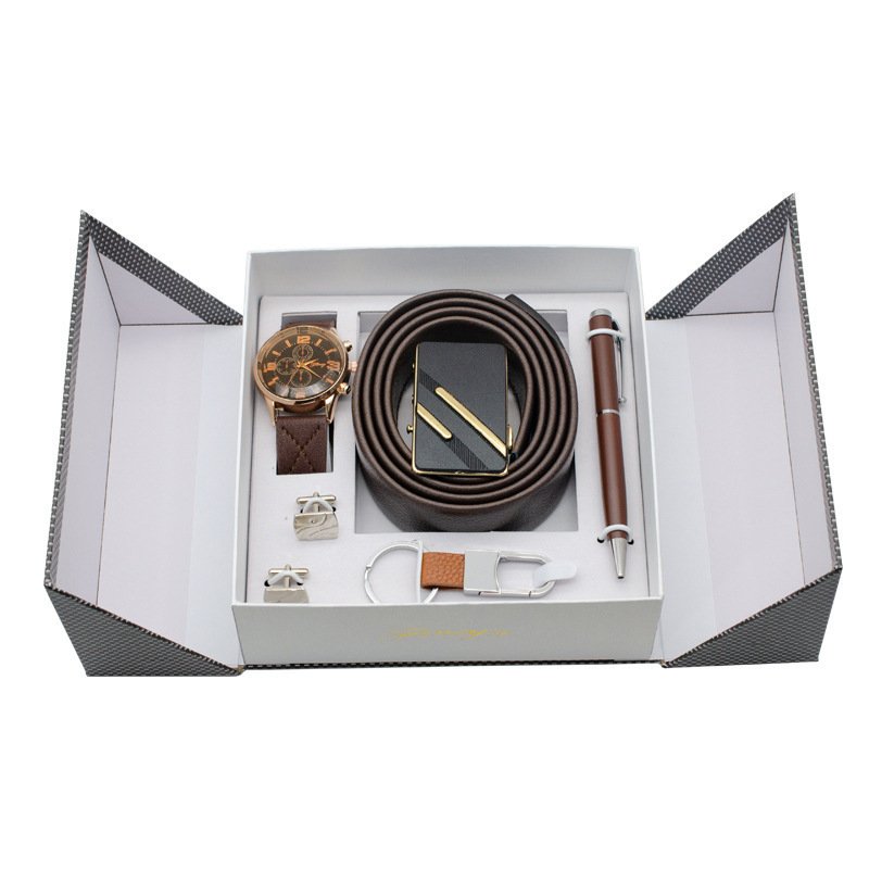 Corporate Gifts Men Gift Set Luxury Leather Sets Watch belt key chain Present Father's Day Valentine's Day Business Gift for men