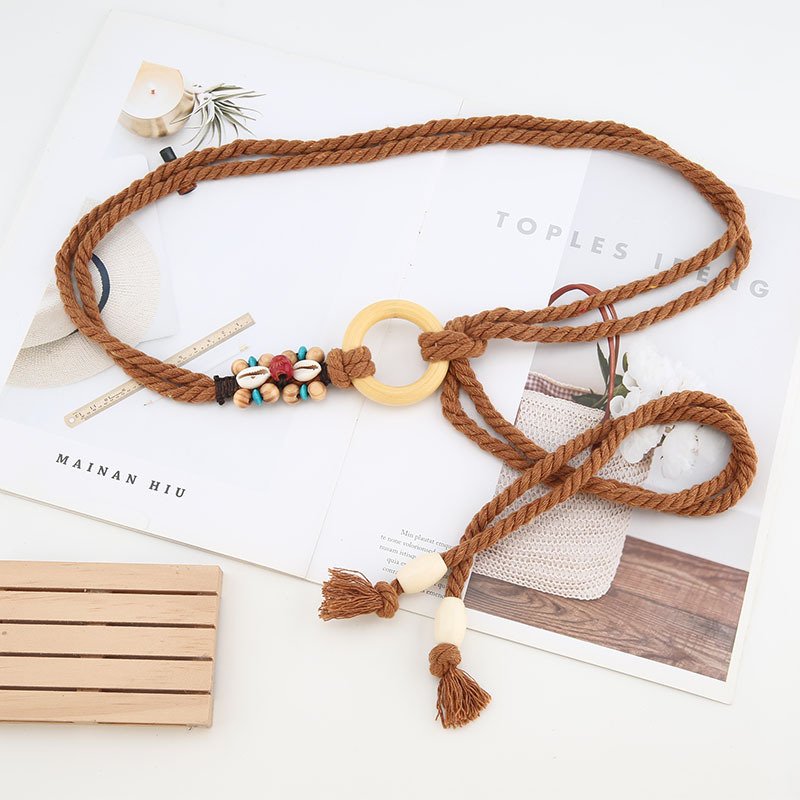 Decorative dress bohemian ethnic style belt waist rope waist chain pants belt fashion belts for ladies