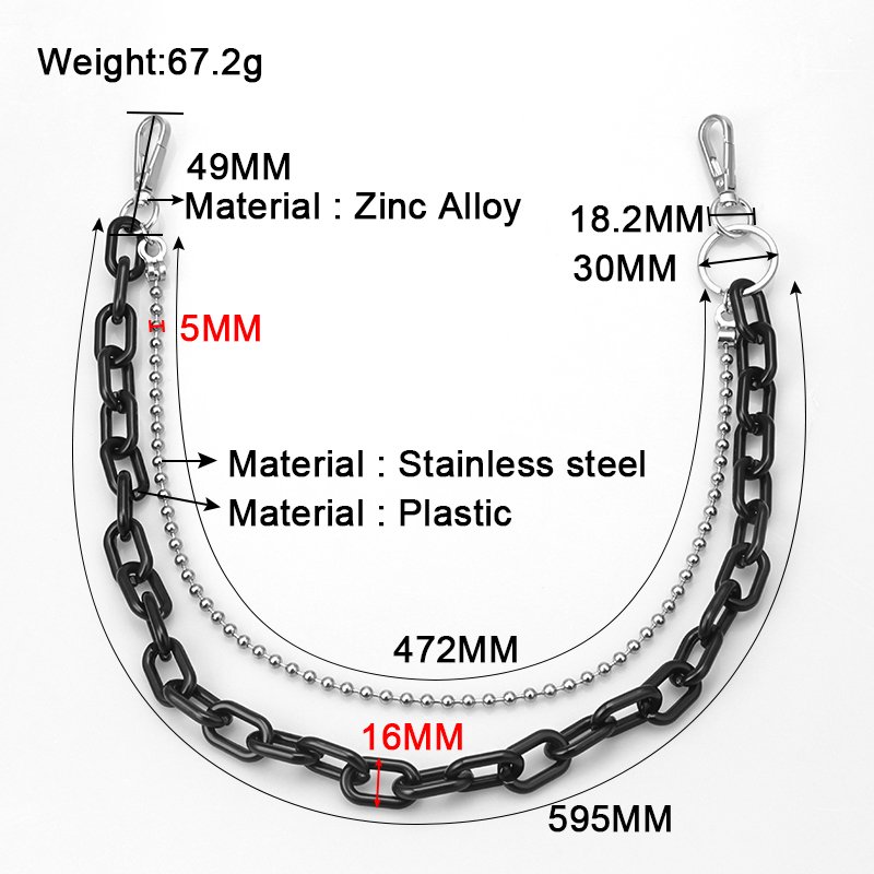 Fashion jewelry body chains wholesale Metal jeans chain handbag zinc alloy wallet garment pants chain for men
