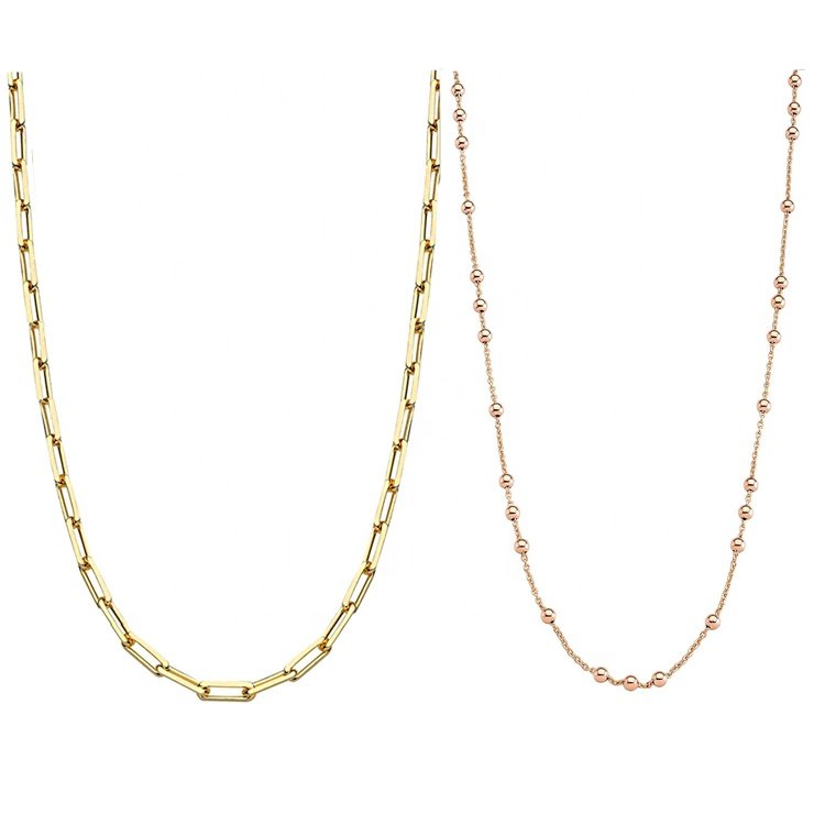 Customized 18K Gold Chain Solid AU750 Herringbone Cuban Link Snake Rope Beads Type Men/Women's Glasses/Waist/Neklaces 3G Weight"