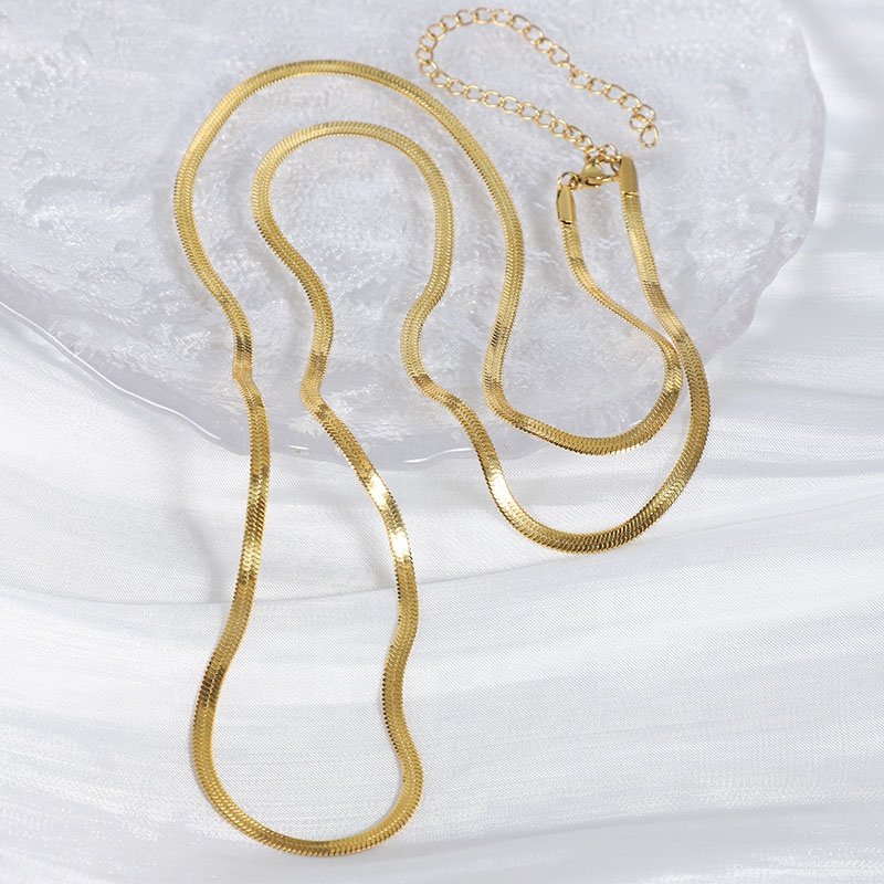 18k Gold Stainless Steel Tarnish Free Waterproof Fashion Fine Jewelry Flat Herringbone Snake Sexy Belt Belly Waist Body Chain