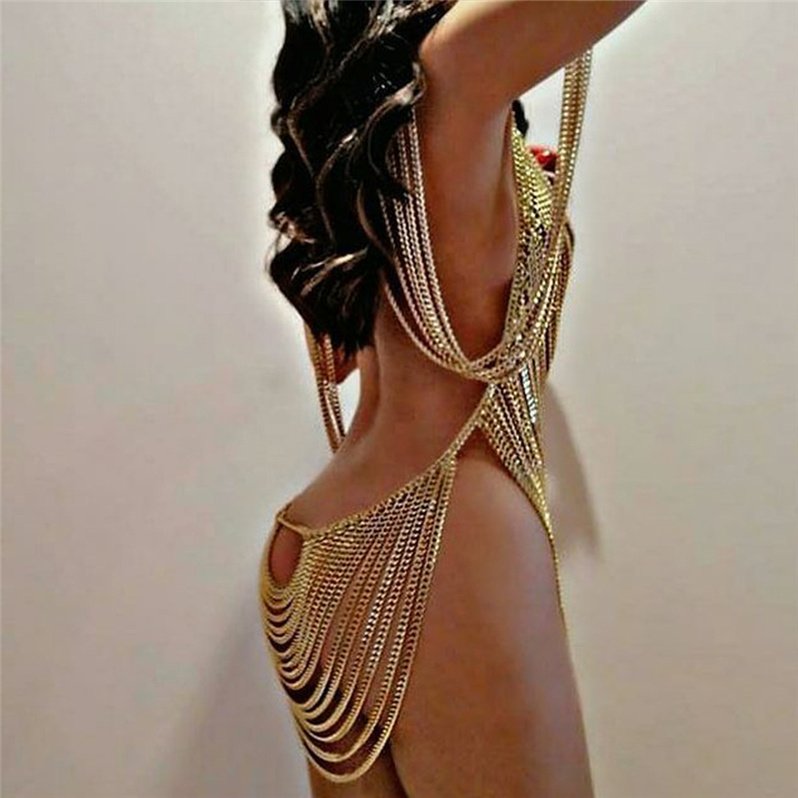 Full Body Jewelry Metal Body Chain Layered Women Clothes Sexy Hot Exotic Underwear Dress Body Hip Chain Belt Jewelry
