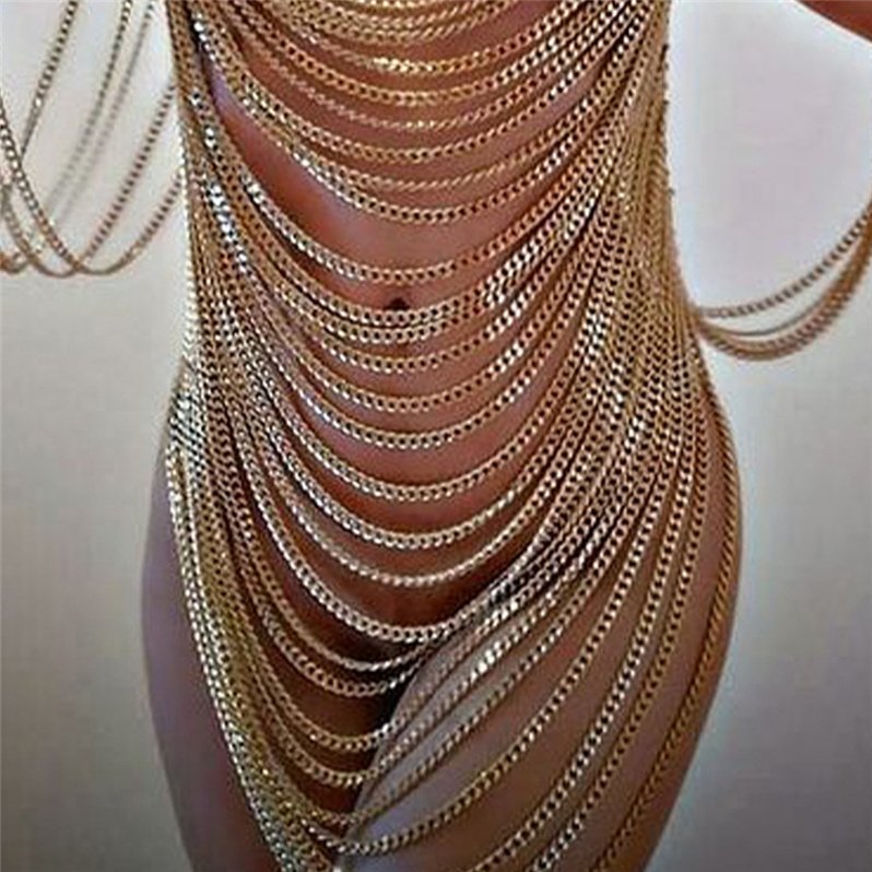 Full Body Jewelry Metal Body Chain Layered Women Clothes Sexy Hot Exotic Underwear Dress Body Hip Chain Belt Jewelry