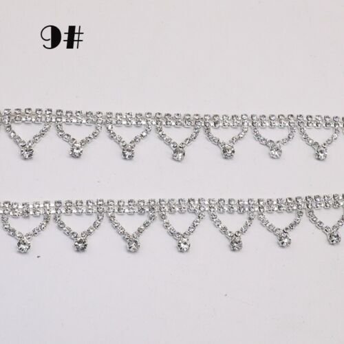 Fashion Crystal Rhinestone Trim Chain Sewing Craft Chain DIY Wedding Bridal Belt