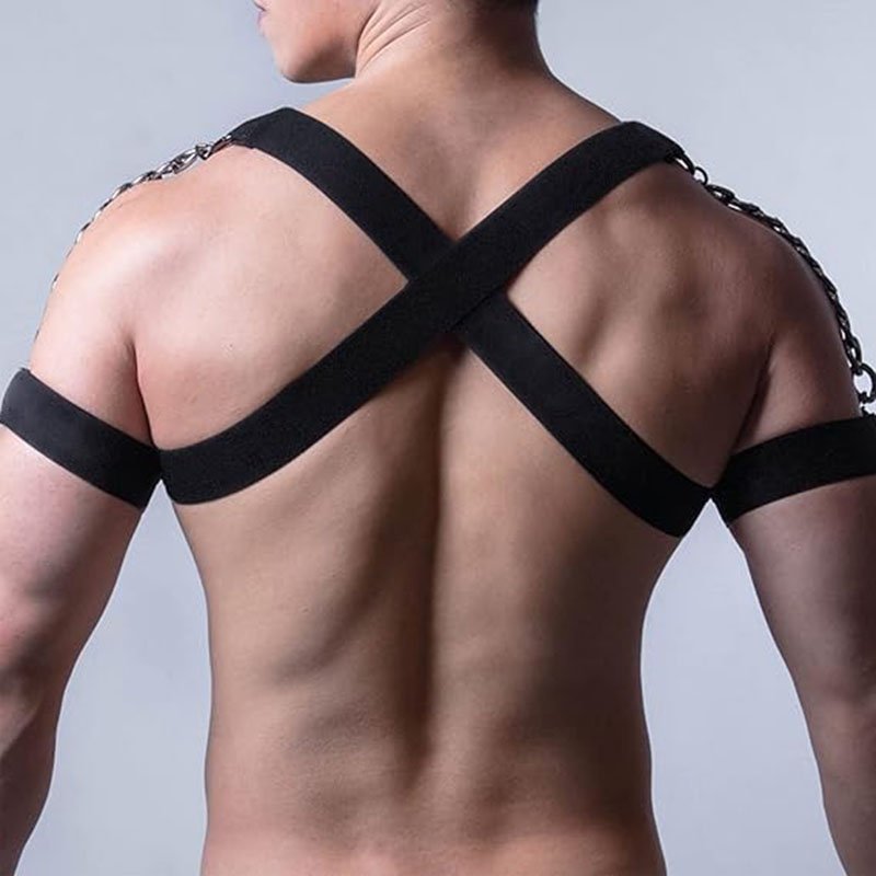 Wholesale Chain Harness Adult Chest Bondage Leather PU Erotic Gay Fetish BDSM Sexual Punk Metal Chest Chain Belt