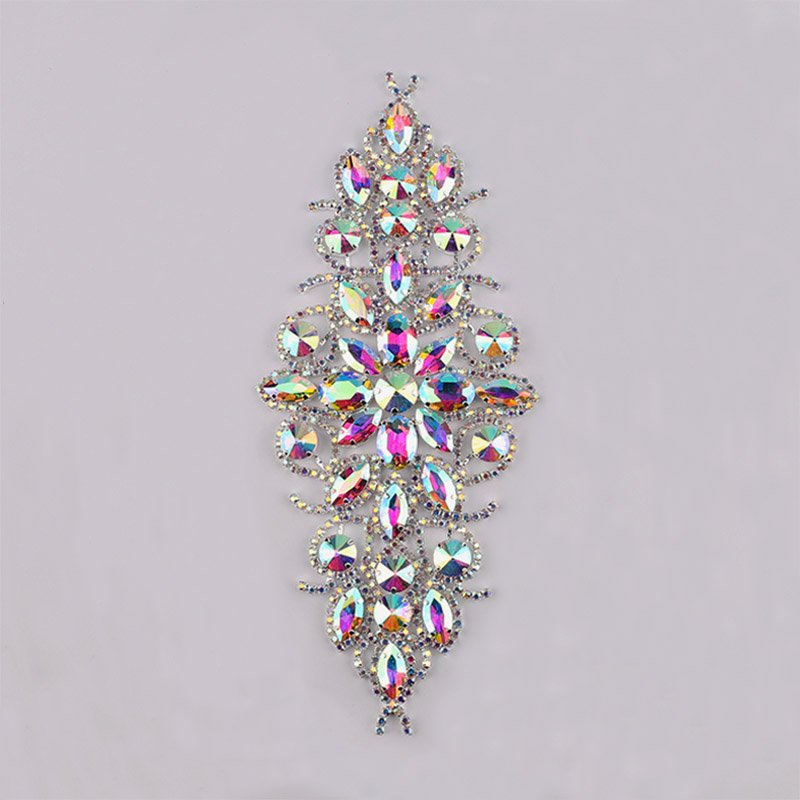 Sliver Base Stylish Exceptional Luster Multi-Shapes Diamond Rhinestone Applique Patch For Bag Shoes Clothing Accessories