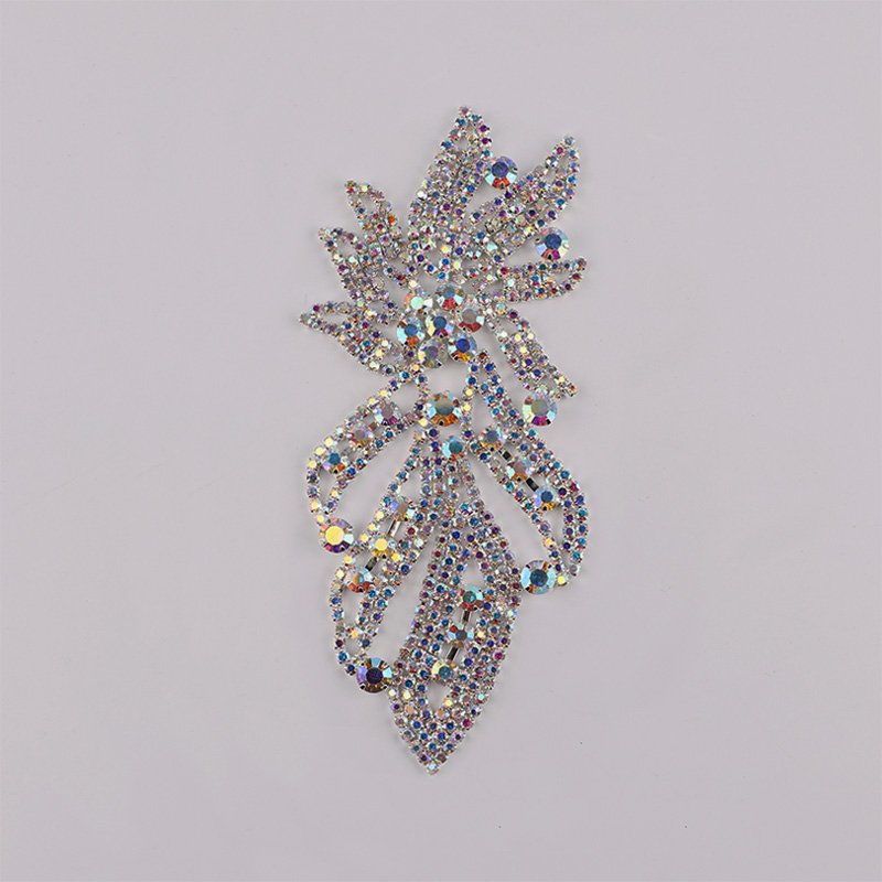 Sliver Base Stylish Exceptional Luster Multi-Shapes Diamond Rhinestone Applique Patch For Bag Shoes Clothing Accessories