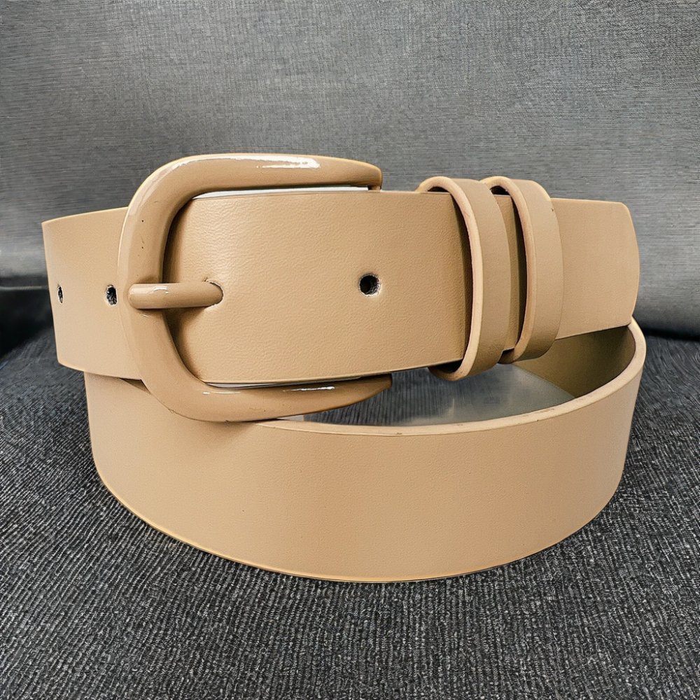 New Women's All-In-One Western Denim Belt Simple Design Jeans Long Skirt Imitation Leather Copper Buckle PU Chain Waistband
