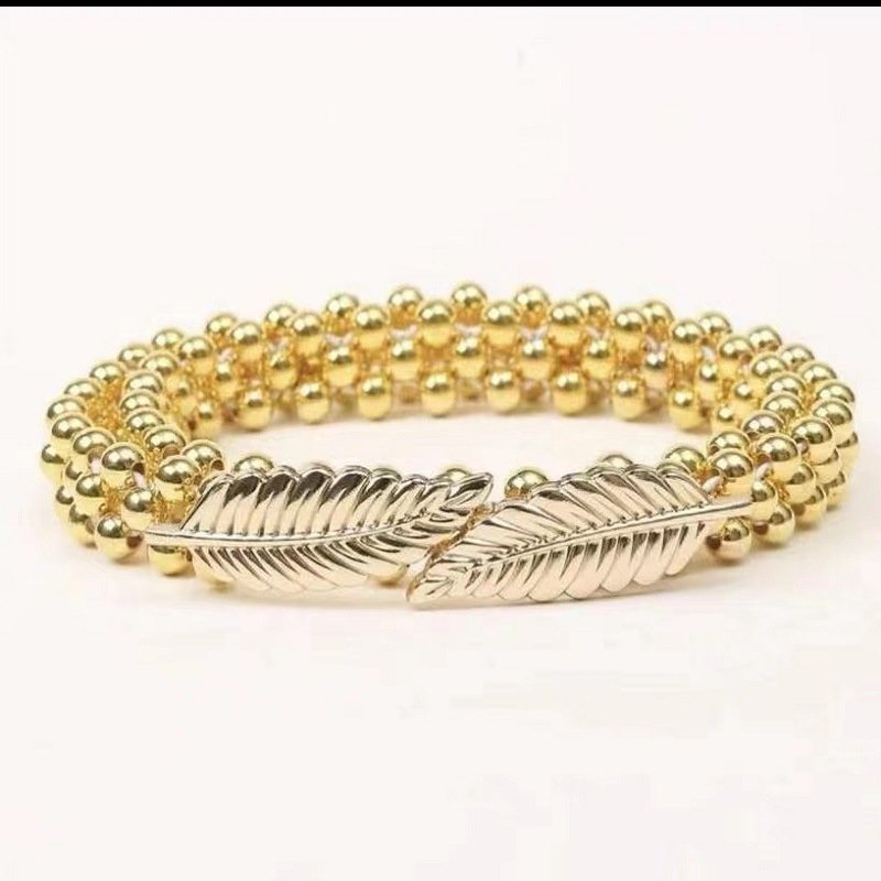 liyue Fashion design Pearl leaf women waist chain simple dress with belt wholesale spot