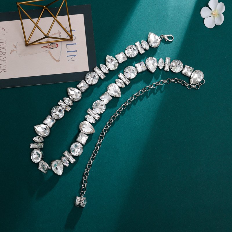 LUOAYN Fashion Crystal Diamond Rhinestones Navel Nail Waist Chain Glittering Crystal Diamond Belly Waist Chain