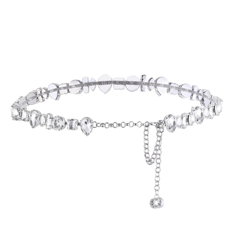 LUOAYN Fashion Crystal Diamond Rhinestones Navel Nail Waist Chain Glittering Crystal Diamond Belly Waist Chain