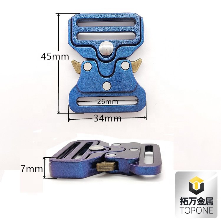 New Fashion Blue Metal Buckle Bracelet Quick Release Bag Strap Buckle with LOGO