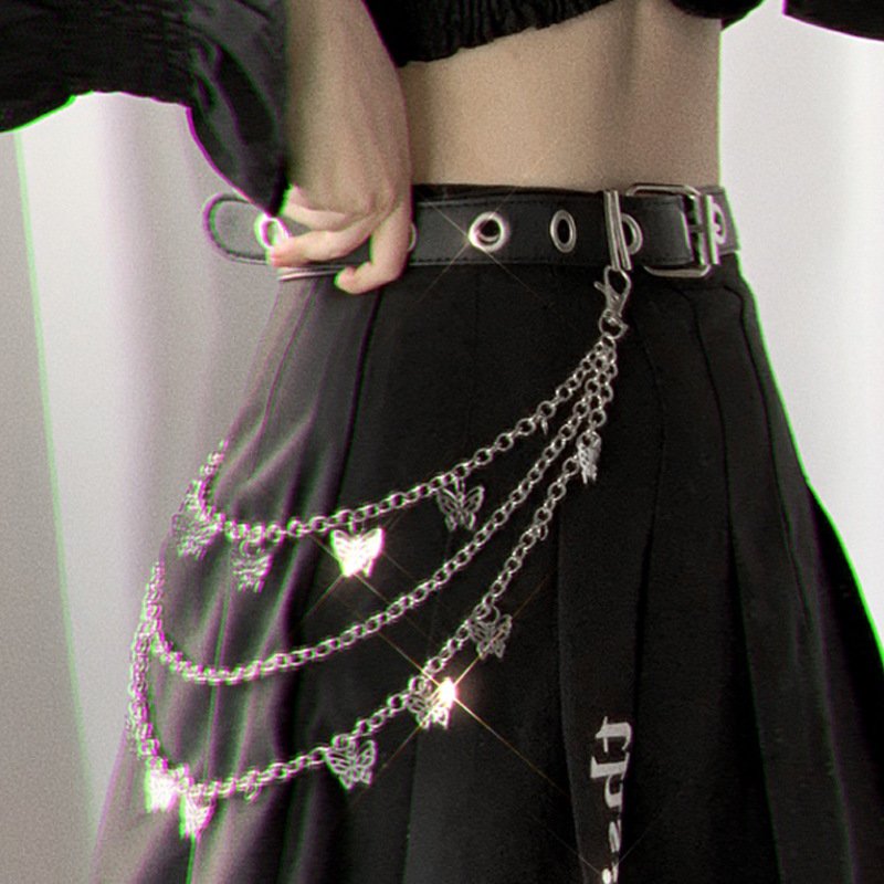 Butterfly Classic Fashion Cross Trouser Chains Belts Waist Chains Double-layer Metal Chain Women Pants Accessories