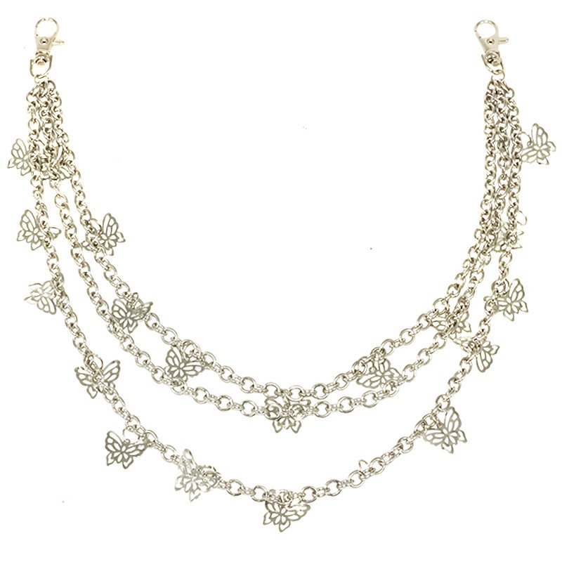 Butterfly Classic Fashion Cross Trouser Chains Belts Waist Chains Double-layer Metal Chain Women Pants Accessories