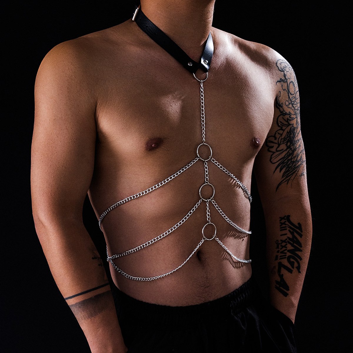 Punk Exaggerated Men'S Body Chain Fashion Sexy Lingeries Leather Bondage Belts Restraint Body Harness For Man