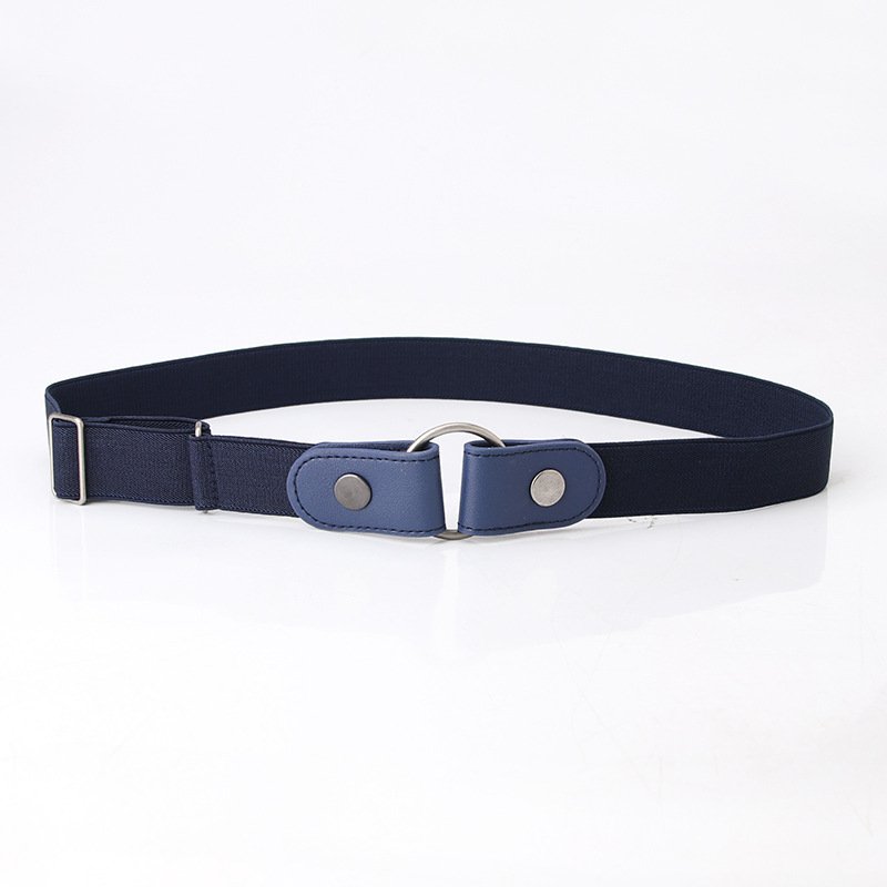 Women high quality stretch elastic belt metal buckle PU patch waist adjustable belts