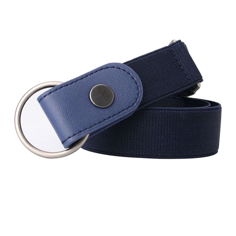 Women high quality stretch elastic belt metal buckle PU patch waist adjustable belts