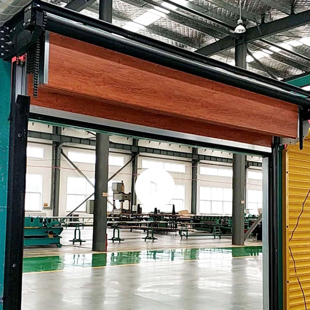 9x7 automatic sectional stacking wood look folding garage doors