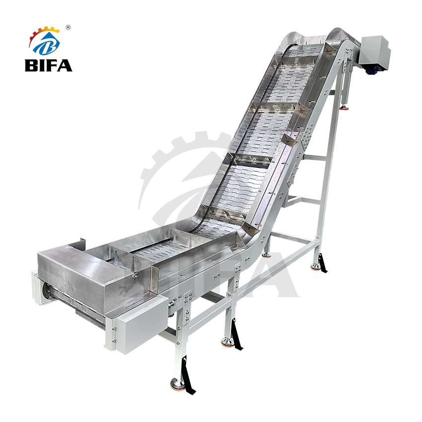 Bifa Plastic POM PP PE Table Top Slat Flat Plastic Conveyor Belt With guide rail for conveying water bottles