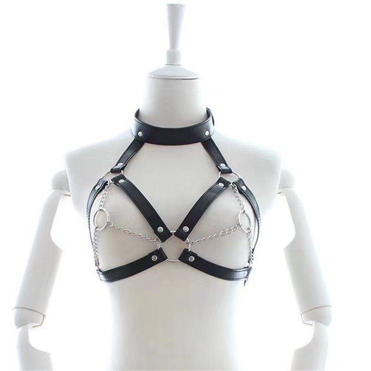 HM BDSM Strap For Adult Sex Game Bondage Bra Fetish Gothic Sexy O-Rings Women Chest Harness Chain Belt