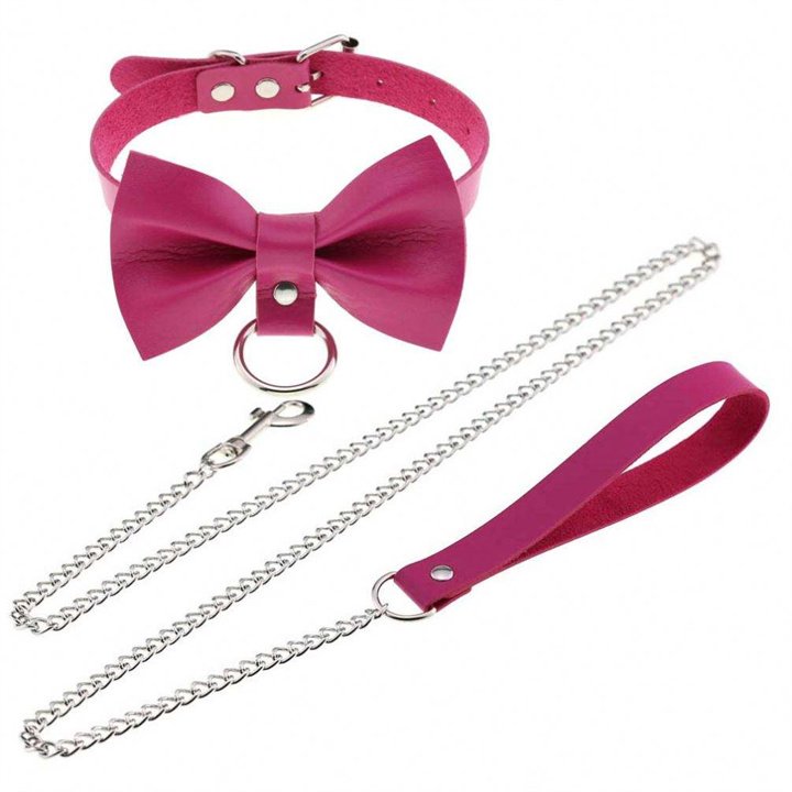 Non Mainstream Punk Cool Cheap Adult Sm Sex Game Restraint Sexy Necklace Bondage PU Leather bowknot traction belt Collar