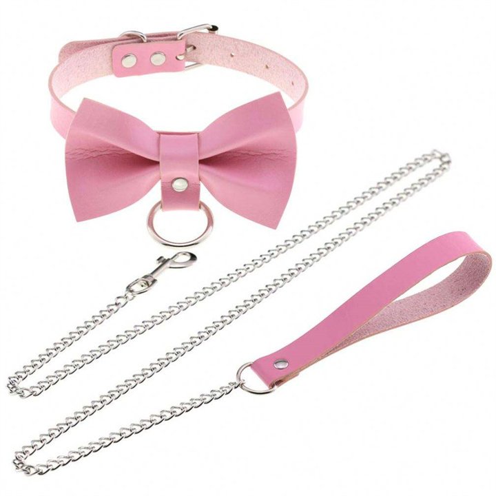 Non Mainstream Punk Cool Cheap Adult Sm Sex Game Restraint Sexy Necklace Bondage PU Leather bowknot traction belt Collar
