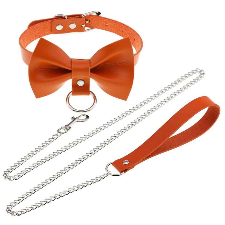 Non Mainstream Punk Cool Cheap Adult Sm Sex Game Restraint Sexy Necklace Bondage PU Leather bowknot traction belt Collar
