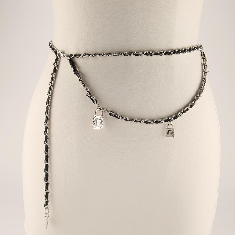2024 New Arriving Designer Leather Belts Classic Black Chain Belts Multi Layer Adjustable Waist Chain Women Dress Decoration